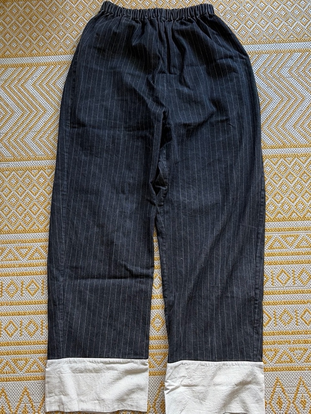 Rowena Sartin Baggy Pinstripe Pants with Contrast Cuffs